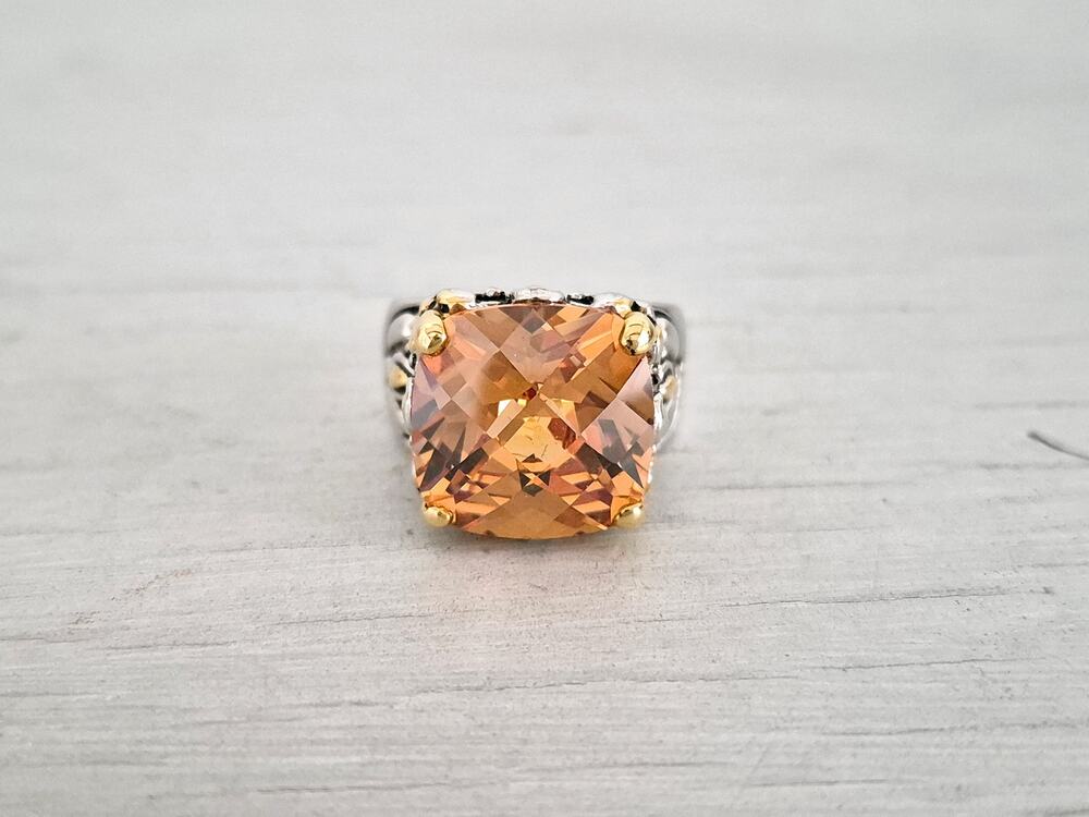 Vintage Citrine CZ 18K Plated Cocktail Ring